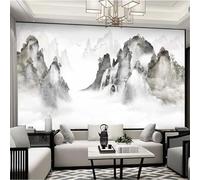 XLMING Art Dessiné À La Main Encre Chute D'Eau Des Alpes Oiseaux 3D Papier Peint Texture Soyeuse Intissé Salle à Manger Bureau D'étude Canapé Chambre Salon TV Mur-300cm×210cm