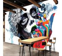 XLMING Art Dessiné À La Main Street Colour Graffiti Beauty Papier Peint 3D Soie Texturée Haut De Gamme Salon Canapé Chambre À Coucher Salle Manger Murale-350cm×256cm