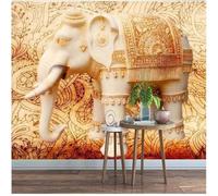 XLMING Art En Pierre Imitation Marbre Éléphant En Relief Tridimensionnel 3D Papier Peint Texture Soyeuse Intissé Salle à Manger Bureau D'étude Canapé Chambre Salon TV Mur-300cm×210cm