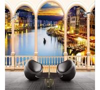 XLMING Art En Relief Arches Rivières Villes Architecture Paysages Nocturnes 3D Papier Peint Premium Texturé Soie Bureau Salle à Manger Salon Chambre Coucher Canapé TV Mur-300cm×210cm
