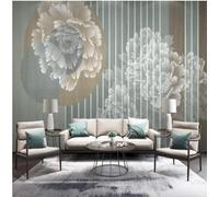 XLMING Art Floral Géométrique Vintage Créatif Représentant Des Pivoines 3D Papier Peint Luxe Décoration Manger Adulte Intérieure Salon Canapé Chambre Fond TV Mur-400cm×280cm