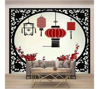 XLMING Art Floral Simple Et Créatif De La Lanterne Rouge 3D Papier Peint Luxe Décoration Manger Adulte Intérieure Salon Canapé Chambre Fond TV Mur-200cm×140cm