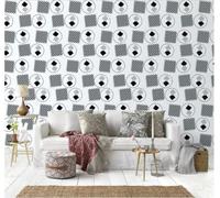 XLMING Art Geometric Line Black And White Simple Papier Peint 3D Soie De Luxe Intissé Bureau Salle à Manger Canapé Chambre Salon TV Mural Décoratif-200cm×140cm
