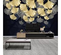 XLMING Art Géométrique Abstrait Feuille De Ginkgo Dorée 3D Papier Peint Premium Texturé Soie Bureau Salle à Manger Salon Chambre Coucher Canapé TV Mur-150cm×105cm