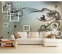 XLMING Art Géométrique Créatif Noir Et Blanc Avec Des Pissenlits 3D Papier Peint Premium Texturé Soie Bureau Salle à Manger Salon Chambre Coucher Canapé TV Mur-150cm×105cm