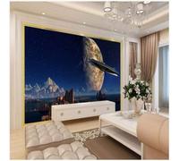XLMING Art Hautes Montagnes Grand Lac Disques Volants Terre Planètes 3D Papier Peint Premium Texturé Soie Bureau Salle à Manger Salon Chambre Coucher Canapé TV Mur-430cm×300cm
