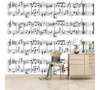 XLMING Art Minimaliste Dessiné À La Main En Noir Et Blanc Sur Partition Musicale 3D Papier Peint Texture Soyeuse Intissé Salle à Manger Bureau D'étude Canapé Chambre Salon TV Mur-430cm×300cm