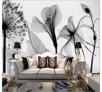 XLMING Art Minimaliste Dessiné À La Main Représentant Un Pissenlit En Noir Et Blanc 3D Papier Peint Premium Texturé Soie Bureau Salle à Manger Salon Chambre Coucher Canapé TV Mur-300cm×210cm