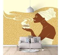 XLMING Art Minimaliste Sur Café Représentant Une Femme Dessinée À La Main 3D Papier Peint Texture Soyeuse Intissé Salle à Manger Bureau D'étude Canapé Chambre Salon TV Mur-430cm×300cm