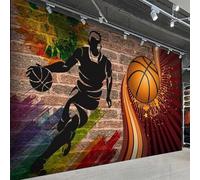 XLMING Art Mural Créatif En Briques De Basket Ball Rétro Salle À Manger 3D Papier Peint Luxe Décoration Manger Adulte Intérieure Salon Canapé Chambre Fond TV Mur-430cm×300cm