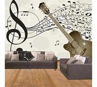XLMING Art Musical Rétro Créatif Avec Guitare 3D Papier Peint Premium Texturé Soie Bureau Salle à Manger Salon Chambre Coucher Canapé TV Mur-150cm×105cm