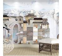XLMING Art Peint À La Main Architecture Maisons Pont De Pierre Ville D'Eau 3D Papier Peint Texture Soyeuse Intissé Salle à Manger Bureau D'étude Canapé Chambre Salon TV Mur-300cm×210cm