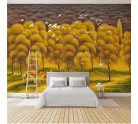 XLMING Art Peint À La Main Elan De La Forêt D'Or Oiseaux De Proie Papier Peint 3D Soie Texturée Haut De Gamme Salon Canapé Chambre À Coucher Salle Manger Murale-300cm×210cm