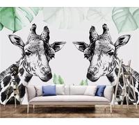 XLMING Art Peint À La Main Simple Feuille De Girafe Noire Et Blanche 3D Papier Peint Texture Soyeuse Intissé Salle à Manger Bureau D'étude Canapé Chambre Salon TV Mur-300cm×210cm