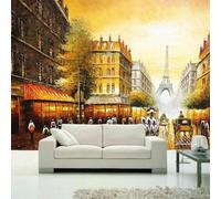 XLMING Art Peint À La Main Tour D'Architecture De La Ville D'Or 3D Papier Peint Texture Soyeuse Intissé Salle à Manger Bureau D'étude Canapé Chambre Salon TV Mur-400cm×280cm