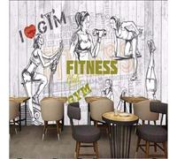 XLMING Art Peint À La Main Vintage En Bois Grain Fitness Sports 3D Papier Peint Texture Soyeuse Intissé Salle à Manger Bureau D'étude Canapé Chambre Salon TV Mur-200cm×140cm