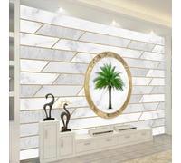 XLMING Art Personnalisé Arbre En Faux Marbre Géométrique Doré Papier Peint 3D Soie De Luxe Intissé Bureau Salle à Manger Canapé Chambre Salon TV Mural Décoratif-400cm×280cm