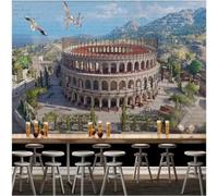 XLMING Art Rétro Architecture Montagnes Oiseaux En Vol Murs En Briques 3D Papier Peint Texture Soyeuse Intissé Salle à Manger Bureau D'étude Canapé Chambre Salon TV Mur-300cm×210cm