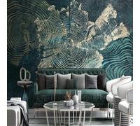 XLMING Art Rétro Lignes Arbres Cernes Abstraction 3D Papier Peint Texture Soyeuse Intissé Salle à Manger Bureau D'étude Canapé Chambre Salon TV Mur-300cm×210cm
