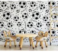 XLMING Art Rétro Minimaliste Football Noir Et Blanc 3D Papier Peint Texture Soyeuse Intissé Salle à Manger Bureau D'étude Canapé Chambre Salon TV Mur-150cm×105cm