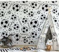 XLMING Art Rétro Minimaliste Football Noir Et Blanc Papier Peint 3D Soie De Luxe Intissé Bureau Salle à Manger Canapé Chambre Salon TV Mural Décoratif-250cm×170cm