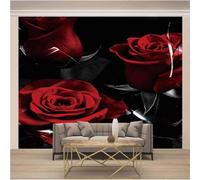 XLMING Art Simple Des Roses Rouges En Trois Dimensions 3D Papier Peint Luxe Décoration Manger Adulte Intérieure Salon Canapé Chambre Fond TV Mur-200cm×140cm