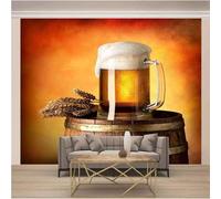 XLMING Art Stéréoscopique Du Tonneau De Bière De Blé Papier Peint 3D Soie Texturée Haut De Gamme Salon Canapé Chambre À Coucher Salle Manger Murale-300cm×210cm