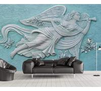 XLMING Art Stéréoscopique En Relief Anges Belles Fleurs 3D Papier Peint Premium Texturé Soie Bureau Salle à Manger Salon Chambre Coucher Canapé TV Mur-350cm×256cm