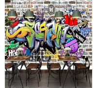 XLMING Art Stéréoscopique Trendy Street Brick Wall Graffiti Papier Peint 3D Soie De Luxe Intissé Bureau Salle à Manger Canapé Chambre Salon TV Mural Décoratif-350cm×256cm