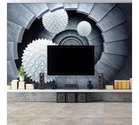 XLMING Art Tridimensionnel Orbe Blanche Géométrie Espace Étendu 3D Papier Peint Texture Soyeuse Intissé Salle à Manger Bureau D'étude Canapé Chambre Salon TV Mur-400cm×280cm