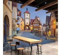 XLMING Art Vintage Architecture Villes Rues Paysages 3D Papier Peint Premium Texturé Soie Bureau Salle à Manger Salon Chambre Coucher Canapé TV Mur-430cm×300cm
