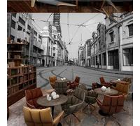 XLMING Art Vintage City Architecture Street Papier Peint 3D Soie De Luxe Intissé Bureau Salle à Manger Canapé Chambre Salon TV Mural Décoratif-350cm×256cm