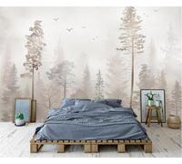 XLMING Art Vintage Nostalgie Oiseaux De La Forêt Brouillard 3D Papier Peint Texture Soyeuse Intissé Salle à Manger Bureau D'étude Canapé Chambre Salon TV Mur-250cm×170cm