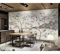 XLMING Art Vintage Peint À La Main Fujiman Bird And Flower High Mountain Papier Peint 3D Soie De Luxe Intissé Bureau Salle à Manger Canapé Chambre Salon TV Mural Décoratif-430cm×300cm