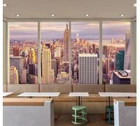 XLMING Balcon En Trois Dimensions Architecture Urbaine Paysage Fluvial 3D Papier Peint Texture Soyeuse Intissé Salle à Manger Bureau D'étude Canapé Chambre Salon TV Mur-400cm×280cm