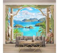 XLMING Balcon Stéréoscopique Lacs Bleus Montagnes Oiseaux Papier Peint 3D Soie Texturée Haut De Gamme Salon Canapé Chambre À Coucher Salle Manger Murale-430cm×300cm