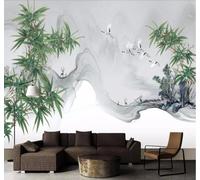 XLMING Bambou Vert Oiseaux En Vol Paysage Abstrait 3D Papier Peint Premium Texturé Soie Bureau Salle à Manger Salon Chambre Coucher Canapé TV Mur-150cm×105cm