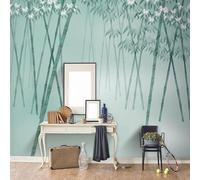 XLMING Bambouseraie Verte Minimaliste Et Fraîche Dessinée À La Main 3D Papier Peint Premium Texturé Soie Bureau Salle à Manger Salon Chambre Coucher Canapé TV Mur-150cm×105cm