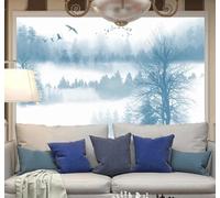XLMING Bande Dessinée Encre De Chine Bleu Forêt Oiseaux En Vol 3D Papier Peint Texture Soyeuse Intissé Salle à Manger Bureau Canapé Chambre Salon TV Mur-430cm×300cm