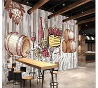 XLMING Baril Vintage Créatif En Bois Grainé Avec Raisins 3D Papier Peint Luxe Décoration Manger Adulte Intérieure Salon Canapé Chambre Fond TV Mur-300cm×210cm