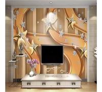 XLMING Bas Relief Diamants Étoiles Abstrait Géométrique Doré 3D Papier Peint Texture Soyeuse Intissé Salle à Manger Bureau D'étude Canapé Chambre Salon TV Mur-250cm×170cm