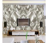 XLMING Bas Relief Plantes Feuilles Petits Oiseaux Créatif 3D Papier Peint Luxe Décoration Manger Adulte Intérieure Salon Canapé Chambre Fond TV Mur-350cm×256cm