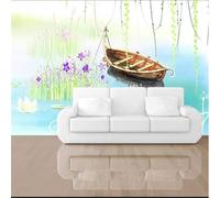 XLMING Beau Bateau En Bois Feuilles De Saule Fleurs Colorées Rivière 3D Papier Peint Texture Soyeuse Intissé Salle à Manger Bureau D'étude Canapé Chambre Salon TV Mur-400cm×280cm