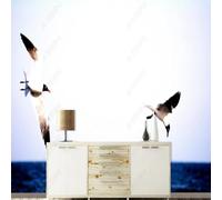 XLMING Beau Ciel Bleu Mouettes Plage Paysage 3D Papier Peint Premium Texturé Soie Bureau Salle à Manger Salon Chambre Coucher Canapé TV Mur-150cm×105cm