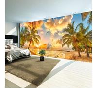XLMING Beau Et Chaud Lever De Soleil Sur Un Voilier De Mer 3D Papier Peint Texture Soyeuse Intissé Salle à Manger Bureau D'étude Canapé Chambre Salon TV Mur-150cm×105cm