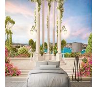 XLMING Beau Jardin Mer Ville Architecture Campagne 3D Papier Peint Texture Soyeuse Intissé Salle à Manger Bureau D'étude Canapé Chambre Salon TV Mur-350cm×256cm