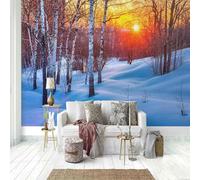 XLMING Beau Lever De Soleil Rouge Neige Blanche 3D Papier Peint Luxe Décoration Manger Adulte Intérieure Salon Canapé Chambre Fond TV Mur-300cm×210cm