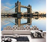 XLMING Beau Ville Architecture Grand Pont Lac Original 3D Papier Peint Texture Soyeuse Intissé Salle à Manger Bureau D'étude Canapé Chambre Salon TV Mur-430cm×300cm