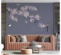 XLMING Beauté Élégance Dessin À La Main Fleurs De Prunier Petits Oiseaux 3D Papier Peint Premium Texturé Soie Bureau Salle à Manger Salon Chambre Coucher Canapé TV Mur-150cm×105cm