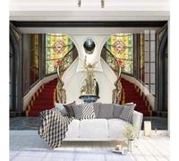 XLMING Beauté Luxe Grandeur Architecture Escaliers Anges 3D Papier Peint Premium Texturé Soie Bureau Salle à Manger Salon Chambre Coucher Canapé TV Mur-350cm×256cm